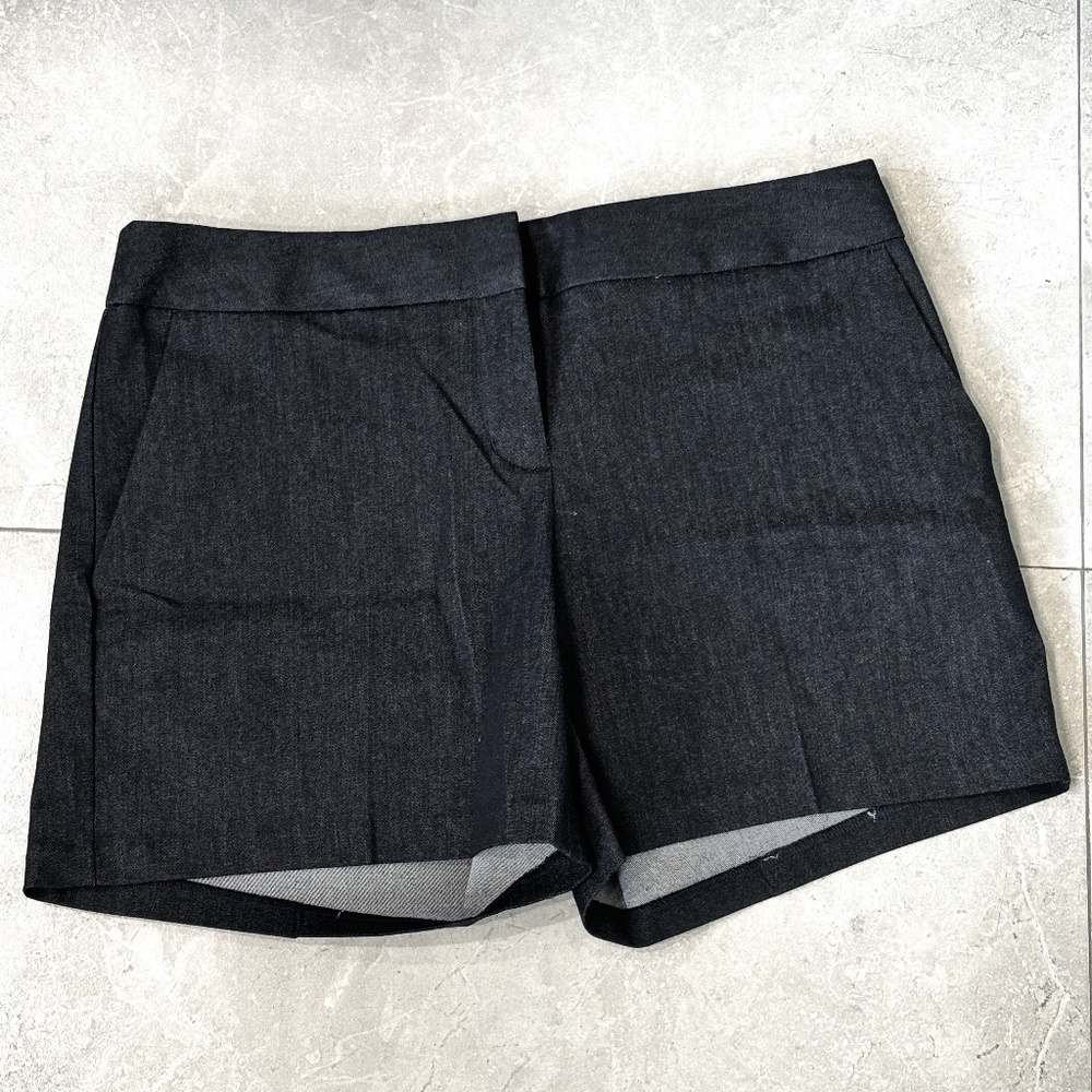 Express Twill Mid-Rise Tailored Shorts - Dark Wash Blue Size 0 - Picture 2 of 10